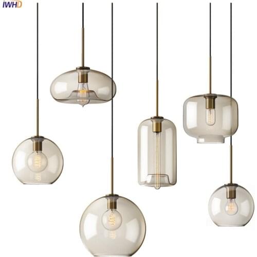 IWHD Nordic Style LED Pendant Lights Fixtures Bar Dinning Living Room Light Hanglamp Glass Ball Pendant Lamp Lampara Colgante