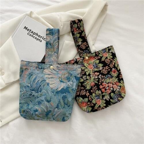 Vintage Womens Handbags Fashion Design Flower Oil Painting Printing Canvas Shopping Bag Casual Ladies Large Capacity Totes