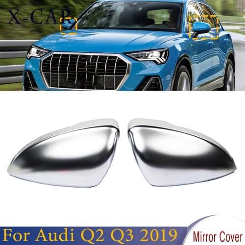 X-CAR 1 Pair ABS Matt Chrome Rearview Side Wings Mirror Cover Mirror Caps Case Car Styling Accessories For Audi Q2 Q3 2019