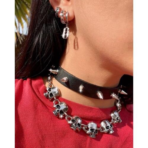 Punk Skeleton Stainless Steel Womens Neck Chain Personalized Necklace Friends Gothic Kpop Chains and Necklaces Goth Y2k Beads