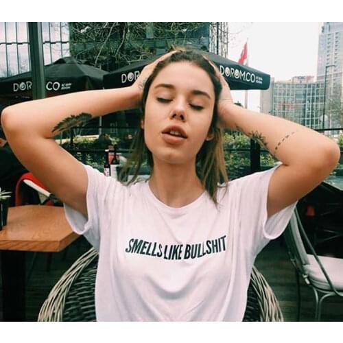 SMELLS LIKE BULLSHIT Women tshirt Cotton Casual Funny t shirt For Lady Yong Girl Top Tee Hipster Tumblr ins Drop Ship P121