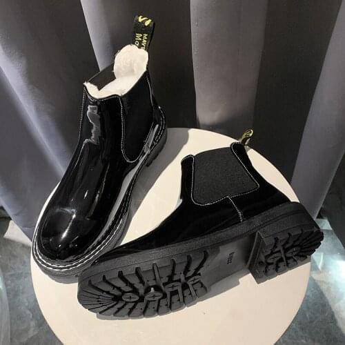 Round toe thick bottom Ladies Shoes Black Booties Women Warm Plush boots Elastic Band Chelsea boots Women Ankle boots U11-52