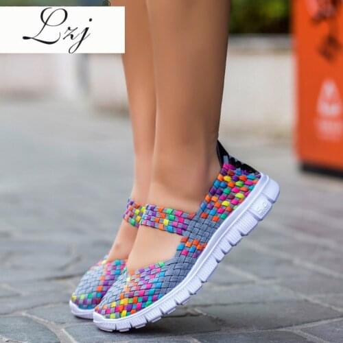 Women Sneakers 2020 New Fashion Breathable Weaving Casual Shoes Woman Comfortable Flats Sneakers Women Shoes Zapatos De Mujer