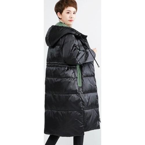 Womens winter long white hooded coat, Korean down jacket, doudoune femme hiver wfdy71601 kj3674