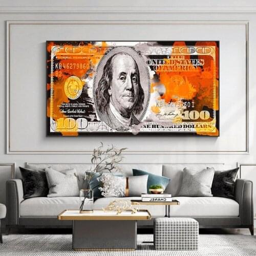 Gold Black Figure Burning Dollar Wall Art Money Picture Abstract Poster Canvas Painting Home Decor for Living Room Decoration