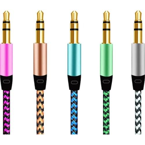 1pcs Color 3.5 mm braided audio cable 3.5mm to 3.5mm AUX car amplifier recording line 1m C5-019