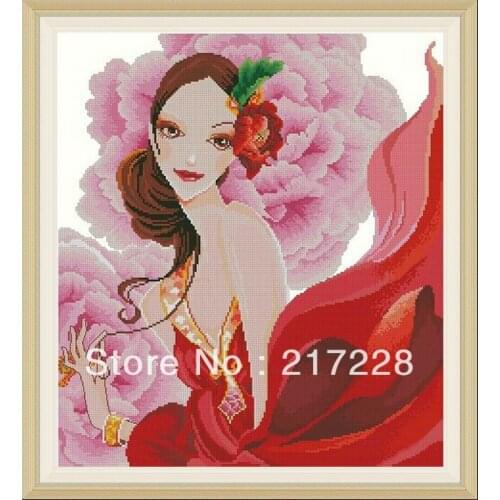 14CT Cross Stitches Embroidery Sets pretty girl maid with flowers 47*51cm CS-047WM-A