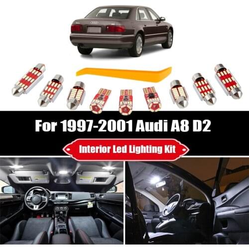 17 Bulbs For 1997-2000 2001 Audi A8 D2 White Canbus LED Interior Reading Light Kit Map Dome Trunk License Lamp No Error