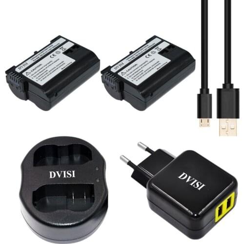 2pcs/lot EN-EL15 EN EL15 ENEL15 Rechargeable Battery + USB Dual Charger for Nikon D600 D610 D600E D800E D7100 d750 V1 MH-25