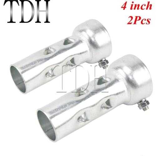 2Pcs Silver Motorcycle DB-Killer Short 4" Length Exhaust Baffle For 50mm 2" Drag Pipes Silencer O.D. 47mm Exhaust Pipe Baffler