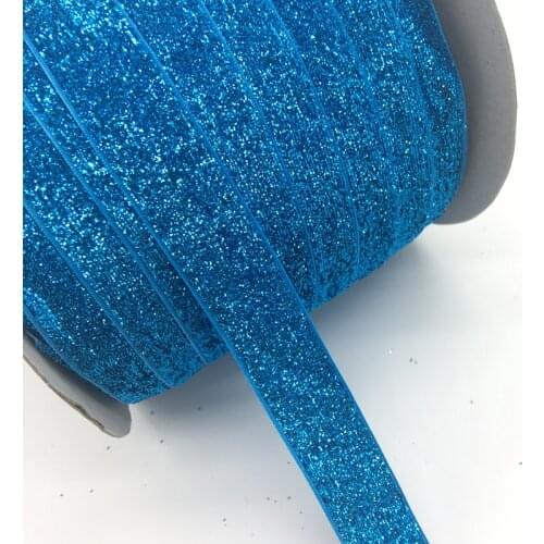 3 Yards 1"(25mm)Wide Glitter Sky blue Velvet Ribbon Headband Clips Bow Wedding Decoration