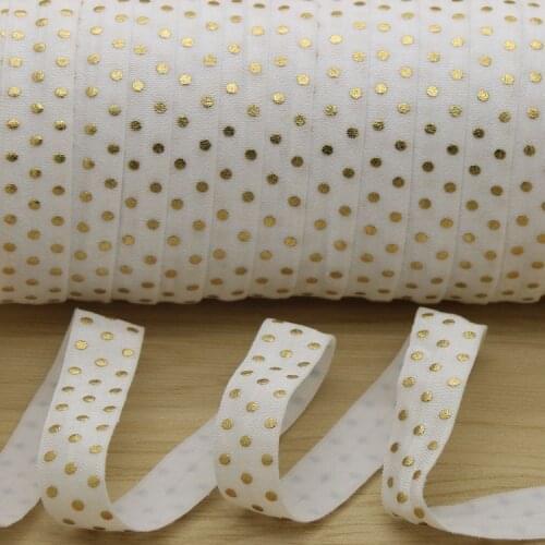 5/8'' Free shipping dots gold foil printed Fold Elastic FOE headband headwear hairband diy decoration wholesale OEM H5389