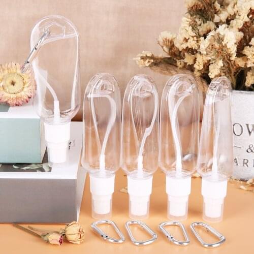 5PCS 30ml 50ml Empty Travel Bottles Plastic Mini Alcohol Spray Bottle Hand Sanitizer Travel Small Holder Hook Keychain Carrier