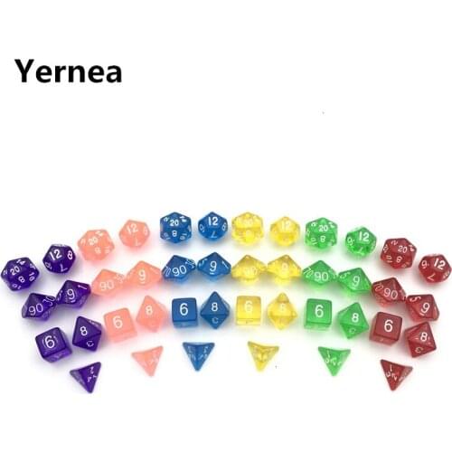 7Pcs Set High-quality Multiaspect Dice Multi Color Transparent Acrylic Dice D4 D6 D8 D10 D10% D12 D20 RPG Dice Entertainment