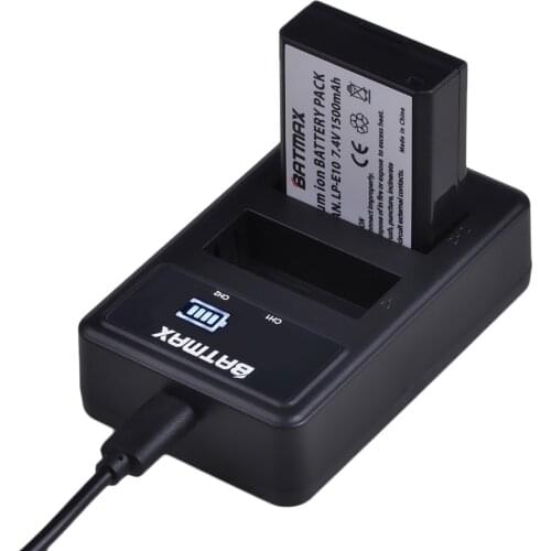 1Pc 1500mAh LP-E10 LP E10 LPE10 Battery + LED USB Dual Charger for Canon EOS 1100D 1200D 1300D Kiss X50 X70 X80 Rebel T3 T5 T6