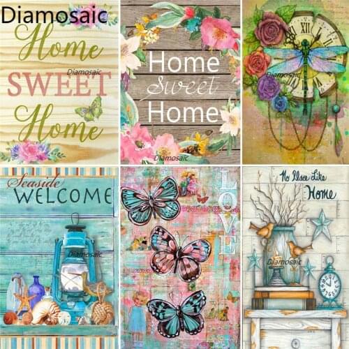 Diamosaic Rhinestones Diamond Painting Full Round Drill Picture Letter Home Embroidery Mosaic Paint By Numbers Cross-stitch Kits