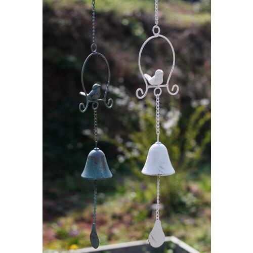 Antique Green White Bird Iron Wind Chime Home Garden Decorative Metal Animal Hanging Wind Bell American Outdoor Decor Bird Bell