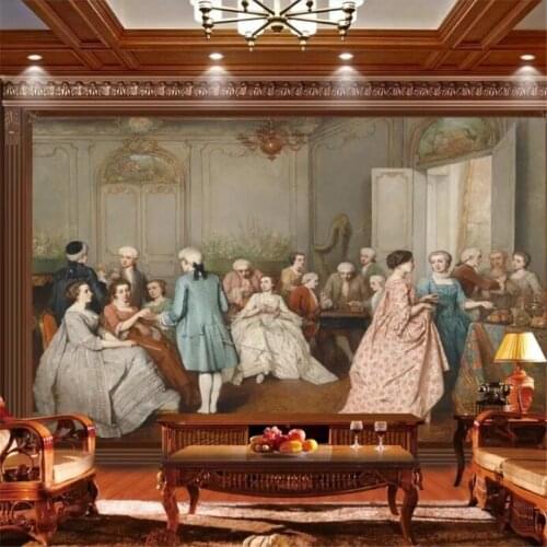Beibehang Custom wallpaper 3d mural European court aristocratic dinner background wall living room wallpaper decorative painting