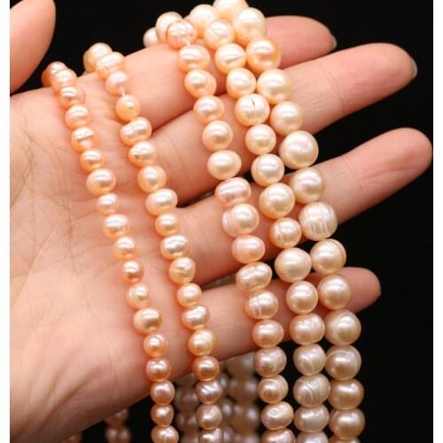 Natural Freshwater Round A Pink Pearl Beads for Bracelet Necklace Earring Accessories Jewelry Making Women Gift
