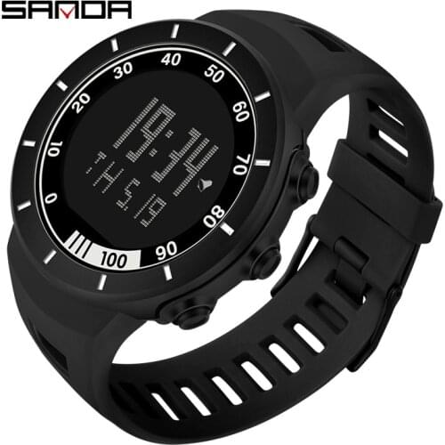 SANDA Outdoor Sport Watch Men Stainless Steel Case Chronograph 5Bar Waterproof Digital Alarm Watches Hombre Reloj Montre Homme