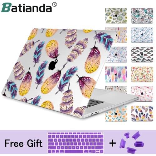 For New MacBook Pro 2020 A2338 A2289 For Macbook Pro 13 15" 16 Air 11 12 13 2019 A2337 A1989 Floral Feather Print Laptop Case