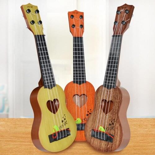 Kid Solid Color Wooden Ukulele Hawaiian Guitar Fretboard Stringed Instrument Toy