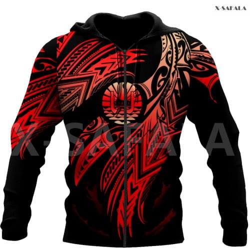 Polynesia Tahiti Ancient Tattoo 3D Over Printed Hoodie Man Women Unisex Outwear Zipper Pullover Sweatshirt Casual