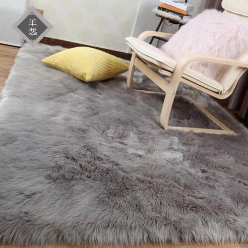 Artificial Wool Warm Hairy Carpet Solid Square Rectangle Soft Artificial Sheepskin Rug Chair Cover Area Mats Carpets Kids Room