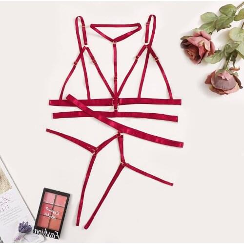 Sexy Bra Set Hollow Underwear Women Lingerie Corset Bandage Hollow Underwire Racy Muslin Sleepwear Underwear lenceria