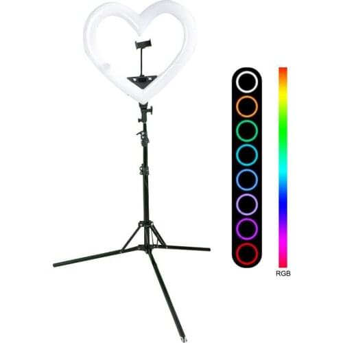 Led RGB Light Hearted-shape Photographic Lighting 3200K-5600K Lamp With Tripod and USB Port For Video Phone Camera Makeup