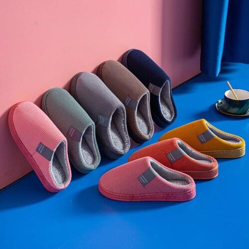 Fashion Women Slippers Winter Warm Home Soft Non-Slip Flat Shoes Plush Cotton Slippers Indoor Non-slip Comfort Mens Slippers