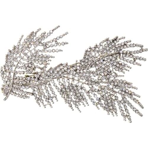 Fashion brand Headwear Wedding Hair Accessories Rhinestones Feather Hairpins Crystal stone Bridal Tiara Wedding Hair Jewelry
