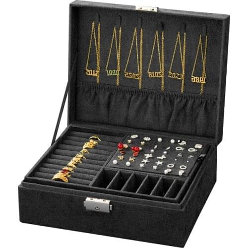 WE New Portable Flannel Jewelry Box Gifts Travel Jewelry Organizer Double-layers Multifunction Necklace Earring Ring Storage Box