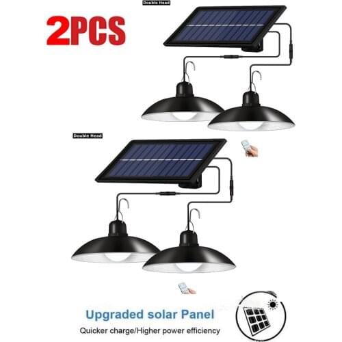 2pcs Retro Lampshade Solar Pendant Chandelier solar lamp Street light Outdoor Waterproof For Garden Path Driveway Emergency Secu