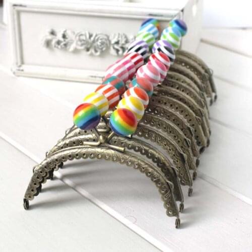 Stripe lollipop Candy bead Antique Bronze Metal Purse frame 10.5CMarc-shaped Kiss Clasp 10pcs/lot,freeshipping