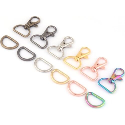 20mm Rainbow Metal Adjuster Swivel Slide Spring Clasps,Dog Collar Hardware Making Backpack D Rings Webbing Purse Handbag 2Sets