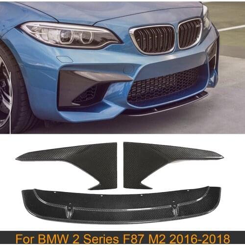 Carbon Fiber Car Front Bumper Lip Splitters For BMW 2 Series F87 M2 2016 - 2018 Front Lip Splitters Spoiler Chin Apron Protector