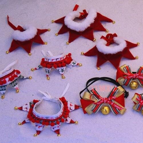 Christmas Dog Cat Plush Scarf Bib Decor Adjustable Collar Pet Neckerchief Saliva Towel Necklace Grooming Accessories psupplies
