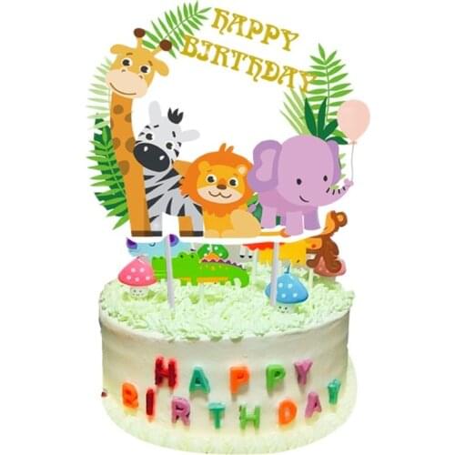 Safari Birthday Party Decoration Accessories Banner Streamer Cake Decorating Supply Cupcake Toppers Decoration Birthday Party