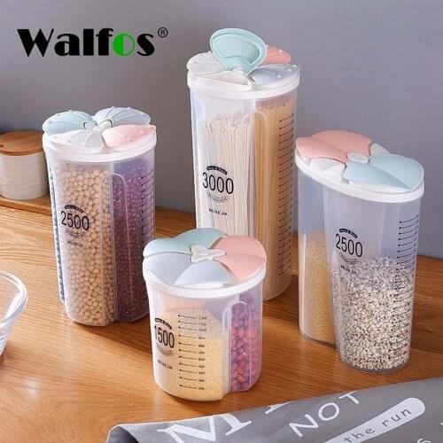 Walfos Kitchen food storage Cereal Dispenser Storage Box Dry Food Rice Container Storage Case Flour Grain Storage Bottle