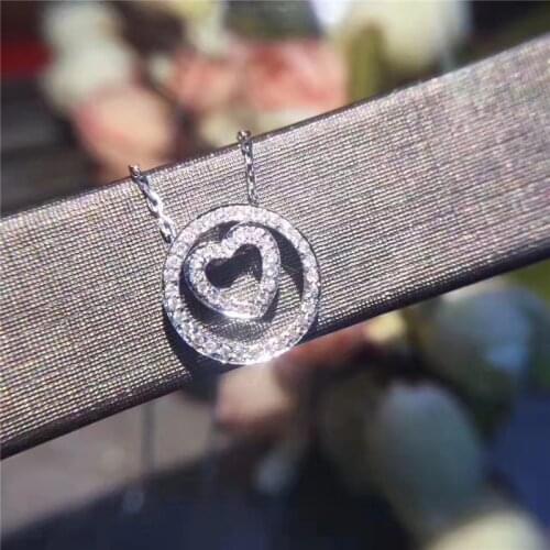 Heart Love Diamond Pendant Real 925 Sterling Silver Party Wedding Pendants Necklace For Women Bridal Charm Engagement Jewelry