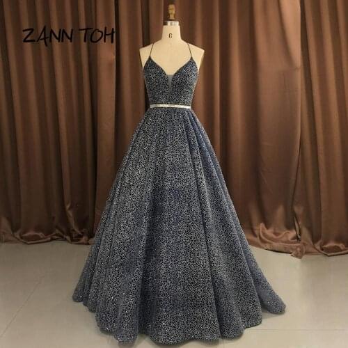 Zann Toh Evening Dresses Long 2020 Sexy V-neck Backless A-line Party Prom Gowns Plus Size Elegant Robe De Soiree