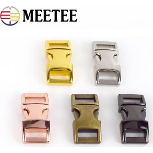 5pcs Meetee 10mm Side Release Curved Metal Paracord Buckles Clasps Small Dog Collar Clips Paracords for Backpack Webbing H6-2
