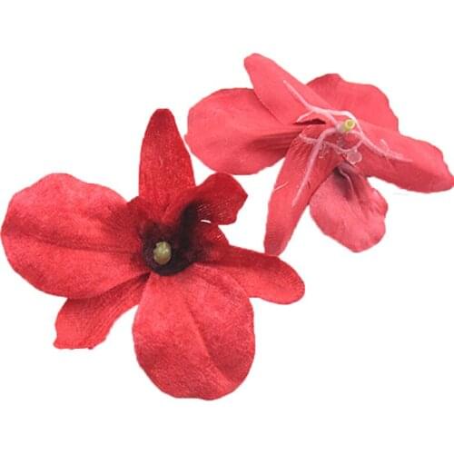 5 pcs Orchid Silk Artificial Flower Head diy wreath Mini cheap wedding decoration Craft Gift box scrapbooking fake flower