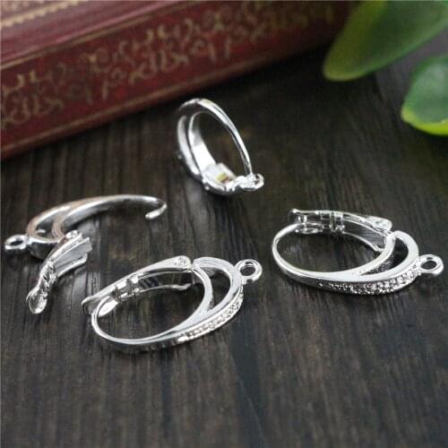 6pcs ( 3pairs) 20x11mm Bright Silver Plated Gold Ear Hooks Earring Wires for Handmade Women Fashion Jewelry Earrings