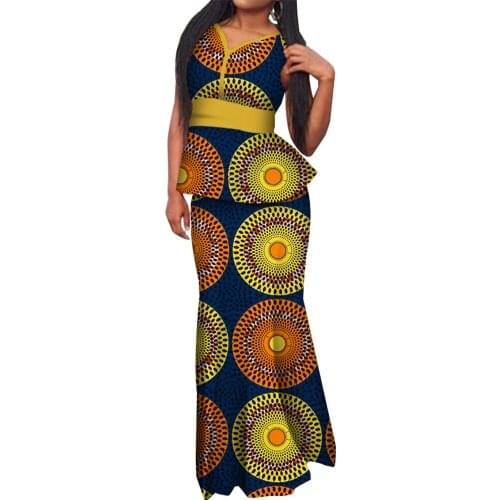 African skirt sets for Women 2021 Dashiki V-neck Africa Women Clothing bazin Sexy batik Traditional African Clothing WY4568