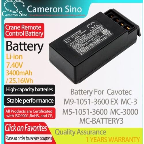 CameronSino Battery for Cavotec M9-1051-3600 EX MC-3 MC-3000 fits Cavotec M5-1051-3600 MC-BATTERY3 Crane Remote Control battery