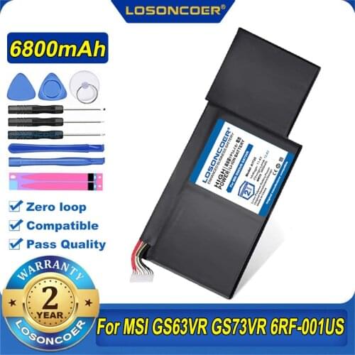 100% Original LOSONCOER 6800mAh BTY-M6J Battery For MSI GS63VR GS73VR 6RF-001US BP-16K1-31 9N793J200 Tablet PC MS-17B1 MS-16K2