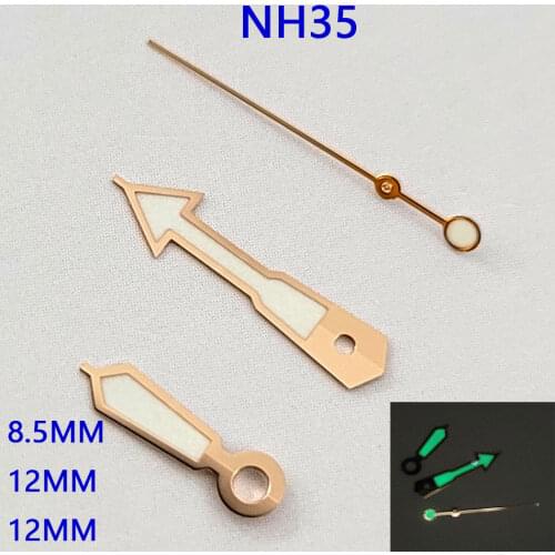 Watch accessories pointer gold three-needle modified NH35/NH36 automatic movement green luminous 07