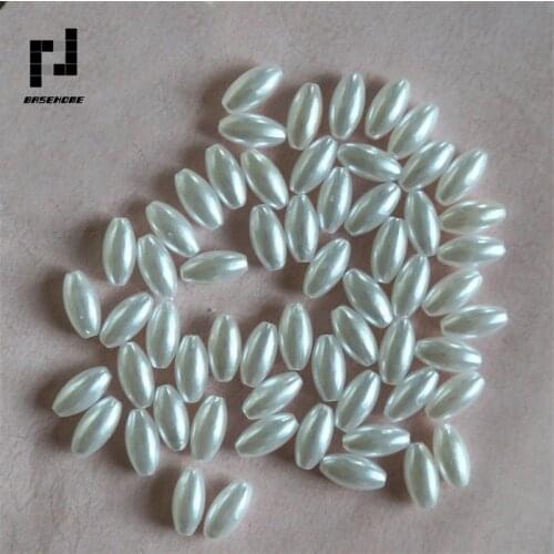 BASEHOME 200pcs/lot 4x8mm Rice Shape White Imitation Pearls Beads Crafts Decoration for DIY Bracelets Necklaces Jewelry